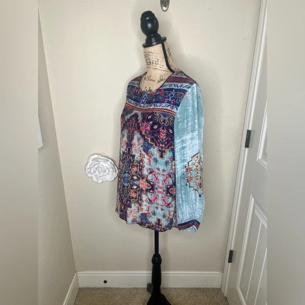 NTM: Anthropologie Vineet Bahl Prudence Blouse with Embroidery & Multicolor Sz M